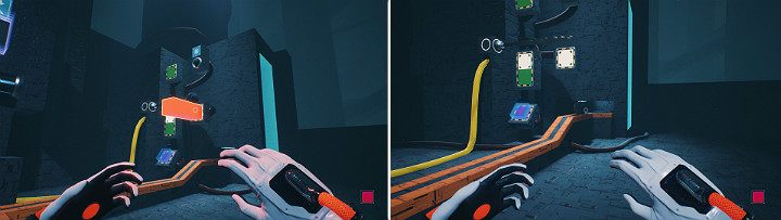 Stwórz kolejną pomarańczową kostkę i posadź na niej kulę, którą zostanie oblana ropą - Chapter 11 - The Abyss - Solucja Q.U.B.E. 2 - Q.U.B.E. 2 - poradnik do gry