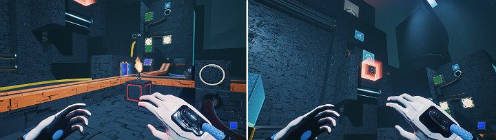 Na dolnym panelu pośrodku rampy stwórz niebieską kostkę - Chapter 11 - The Abyss - Solucja Q.U.B.E. 2 - Q.U.B.E. 2 - poradnik do gry