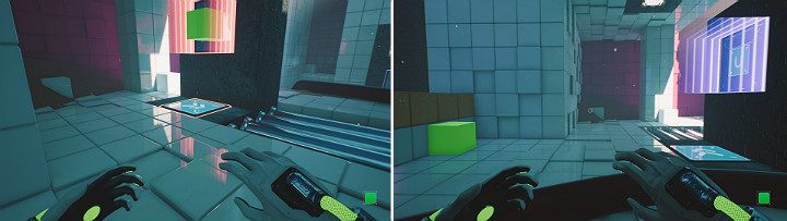 Ponownie aktywuj suwnicę żeby wróciła na swoją pozycję, a następnie zmień biegun magnesu na niebieski - Chapter 7 - The Edge - Solucja Q.U.B.E. 2 - Q.U.B.E. 2 - poradnik do gry