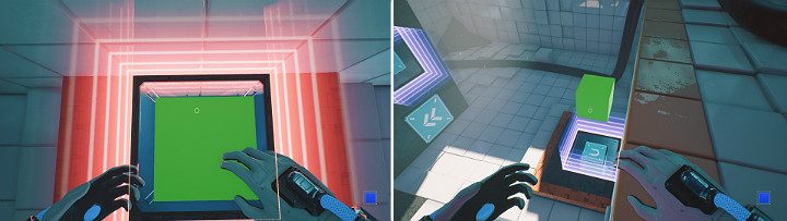 Wskocz na zieloną kostkę i zmień biegun magnesu na niebieski - Chapter 7 - The Edge - Solucja Q.U.B.E. 2 - Q.U.B.E. 2 - poradnik do gry