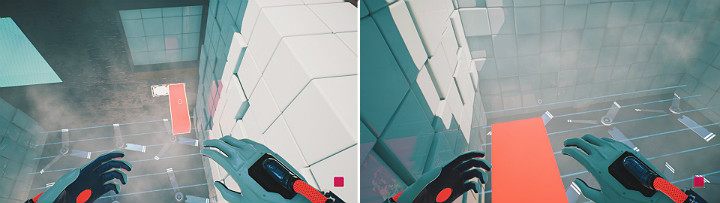 W trakcie unoszenia się w powietrzu stwórz i wysuń pomarańczową kostkę - Chapter 7 - The Edge - Solucja Q.U.B.E. 2 - Q.U.B.E. 2 - poradnik do gry