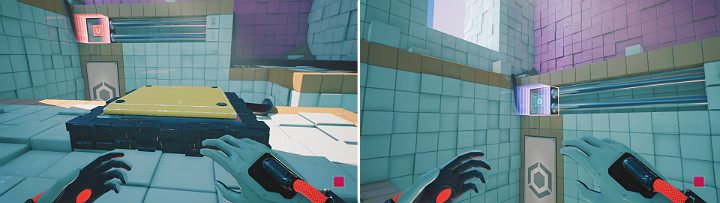 Stań na dużym przycisku i zmień biegun magnesu na niebieski - Chapter 7 - The Edge - Solucja Q.U.B.E. 2 - Q.U.B.E. 2 - poradnik do gry