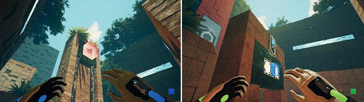 Uruchom mechanizm suwnicy, aby magnes z kulą znalazł się na samej górze, po czym zamień jego biegun na niebieski - Chapter 9 - Memories of God - Solucja Q.U.B.E. 2 - Q.U.B.E. 2 - poradnik do gry