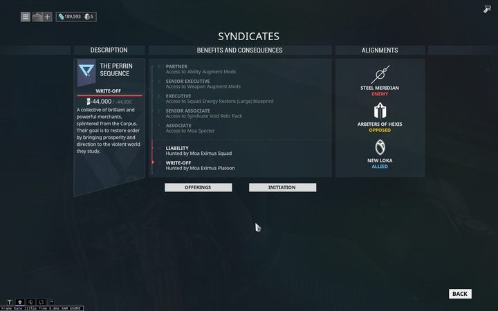 Sekwencja Perrin (The Perrin Sequence) posiada dobre stosunki z Nową Loką (New Loka) - +50% do reputacji Nowej Loki podczas wykonywania misji Sekwencji Perrin - Warframe - Sekwencja Perrin - Warframe - poradnik do gry