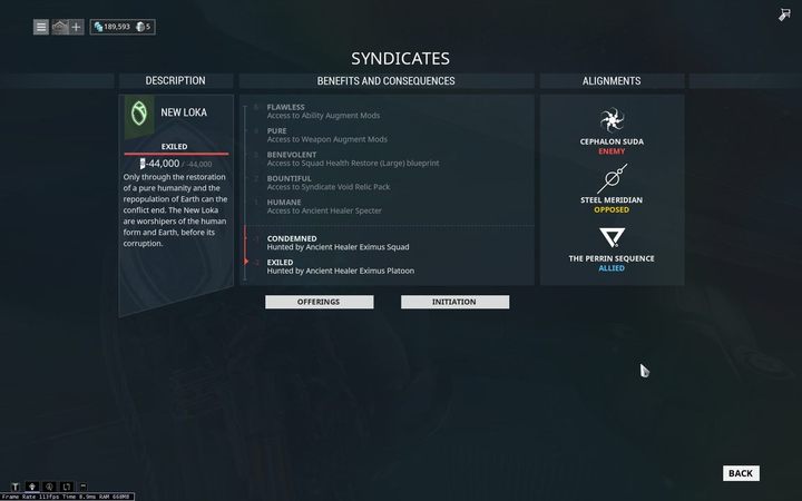 Nowa Loka (New Loka) posiada dobre stosunki z Sekwencją Perrin (The Perrin Sequence) - +50% do reputacji Sekwencji Perrin podczas wykonywania misji Nowej Loki - Warframe - Nowa Loka - Warframe - poradnik do gry