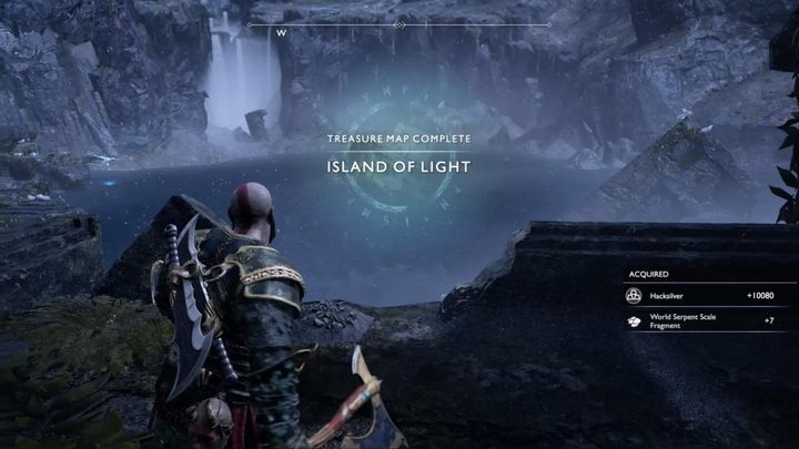 Miejsce odkopania skarbu: Posterunek Elfów Światła - skarb znajdziesz na wyspie, kierując się coraz wyżej - God Of War: Mapy Skarbów - lista wszystkich, porady - God Of War - poradnik do gry