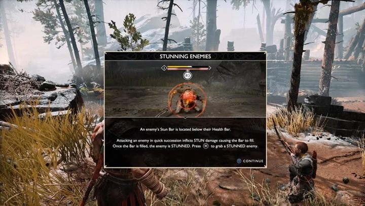 Po walce, podejdź do ściany i pomóż Atreusowi wejść do góry - God Of War: Oznaczone drzewa - solucja, opis przejścia - God Of War - poradnik do gry