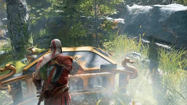 Komentarz: Skrzynię znajdziesz niedaleko wejścia do świątyni - God Of War: Magazyn Fafnira - lista sekretów i znajdziek - God Of War - poradnik do gry