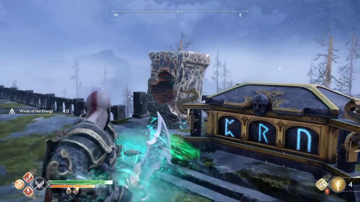 Komentarz: Skrzynie znajdziesz za ukrytym przejściem - gdy będziesz schodził z twierdzy inną drogą - God Of War: Konunsgard - lista sekretów i znajdziek - God Of War - poradnik do gry