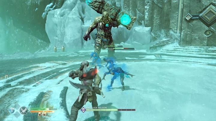 Strażnik Mostu może również przyzywać mniejszych wrogów, którzy potrafią skutecznie przeszkadzać w walce - God of War: Strażnik Mostu w Helheim - God Of War - poradnik do gry