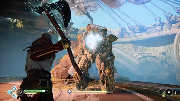 Przejdź nim dalej i wespnij się na platformę powyżej, a napotkasz kolejną falę wrogów - God Of War: Światło Alfheimu - solucja, opis przejścia - God Of War - poradnik do gry