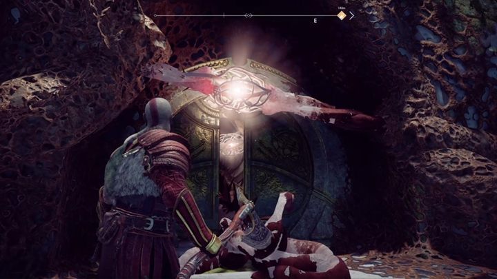 Idź w lewo, a natkniesz się na drzwi, które zostały oplecione czerwonymi roślinami - God Of War: Światło Alfheimu - solucja, opis przejścia - God Of War - poradnik do gry
