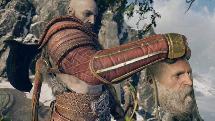 Na górze czeka cię cutscenka, w której zdobędziesz głowę Mimira - God Of War: Wnętrze Góry - solucja, opis przejścia - God Of War - poradnik do gry