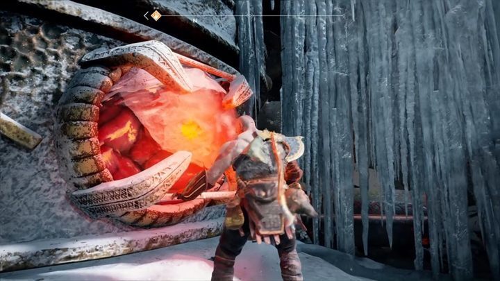 Po walce, strzel w czerwony kryształ na palcu i przesuń pierścień w prawo - zgarnij czerwoną skrzynkę i przesuń pierścień w lewo - God Of War: Magiczne Dłuto - solucja, opis przejścia - God Of War - poradnik do gry