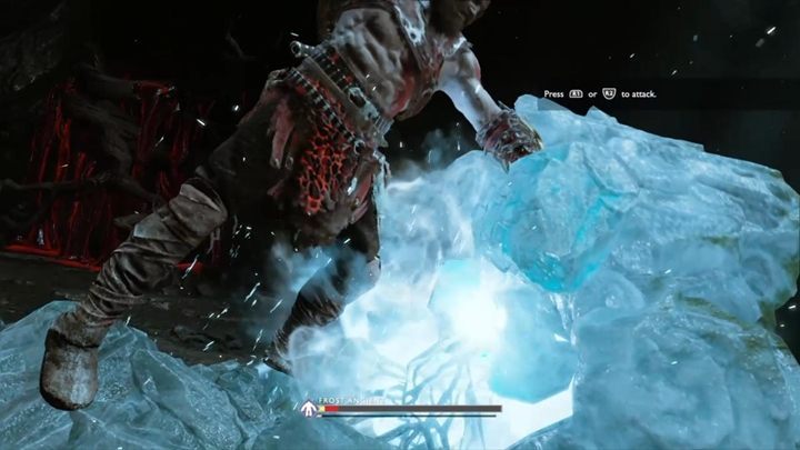 Pokonaj lodowatego pradawnego - unikaj lasera i atakuj rzutem topora, gdy wróg odsłoni swoje serce - God Of War: Wróć na szczyt - solucja, opis przejścia - God Of War - poradnik do gry