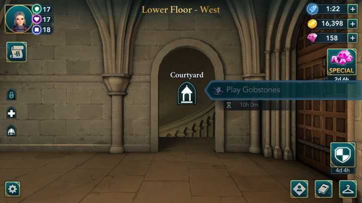 Play Gobstones - w kulki możesz porać ze znajomymi już na 1 roku, w Courtyard, na piętrze Lower Floor - West - Jak rozwijać znajomości z uczniami poza misjami w HP i Tajemnica Hogwartu? - Harry Potter i Tajemnica Hogwartu - poradnik do gry