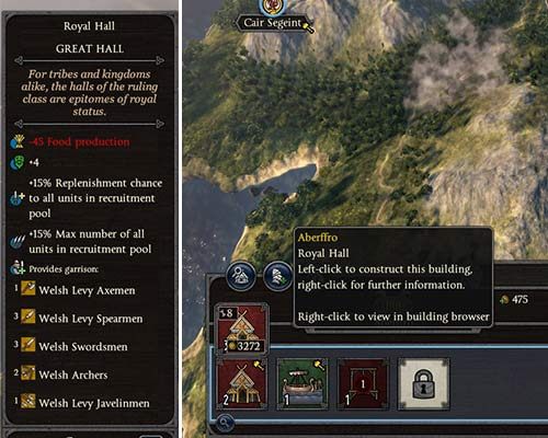 Budynki militarne mają na celu przede wszystkim zwiększyć bezpieczeństwo prowincji. Jeśli posiadasz prowincję z głównym budynkiem z tej dziedziny, to często zapewnia on ład publiczny oraz większą szansę na pojawienie się oddziałów do rekrutacji oraz powiększenie maksymalnej ilości dostępnych oddziałów. - Jak dobrze rozbudować prowincję w Total War Saga Thrones of Britannia? - Total War Saga Thrones of Britannia - poradnik do gry