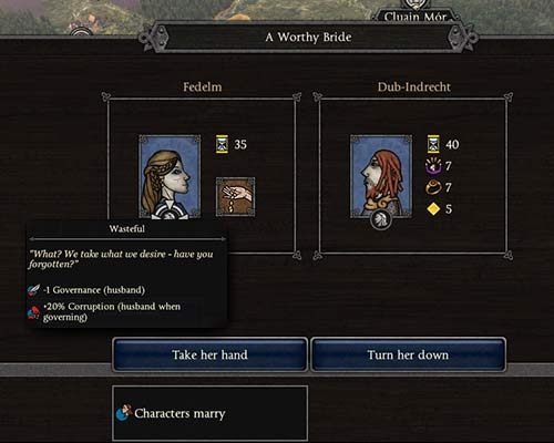 Małżonka, którą nasz przywódca znalazł dla jednego z poddanych, nie jest najlepszą kandydatką... Może warto poszukać w następnej turze lepszej wybranki? - Intrygi, rodzina i mężowie stanu w Total War Saga Thrones of Britannia - Total War Saga Thrones of Britannia - poradnik do gry