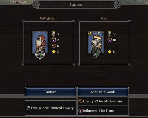 Jak zdobyć lojalność: Torturować czy przekupić obietnicami? Choć w drugim przypadku przywódca straci punkt wpływów. Trzeba podjąć trudną decyzję, choć taka sytuacja nie jest częstym widokiem. - Intrygi, rodzina i mężowie stanu w Total War Saga Thrones of Britannia - Total War Saga Thrones of Britannia - poradnik do gry
