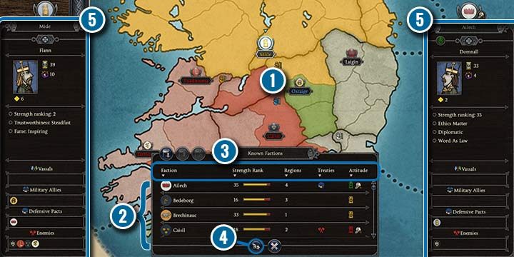 Gdy otworzysz zakładkę Dyplomacja, ekran główny zmienić się na podgląd dyplomatyczny - Dyplomacja w pigułce w Total War Saga Thrones of Britannia - Total War Saga Thrones of Britannia - poradnik do gry