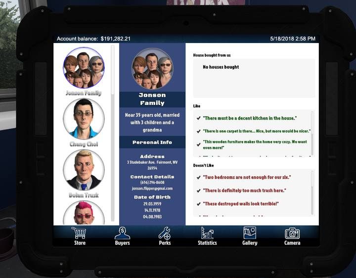 Zakładka Kupujący wskazuje odkryte cechy potencjalnych nabywców mieszkań - Podstawowe informacje o inwestycjach w House Flipper - House Flipper - poradnik do gry