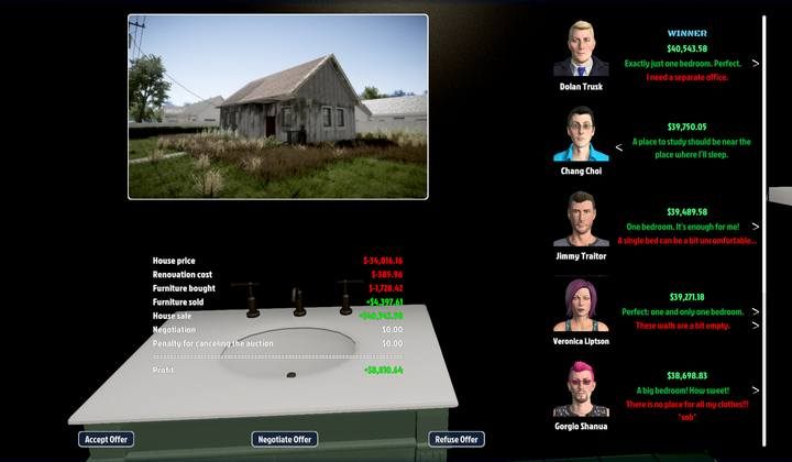 Aby zakończyć prace i przejść do podsumowania, wystarczy nacisnąć Enter - Charakterystyka kupujących w House Flipper - House Flipper - poradnik do gry