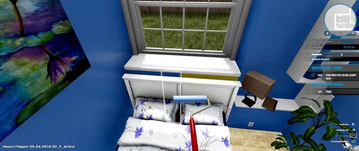 Nie zapomnij o fragmentach niepomalowanej ściany za meblami - Zlecenie Michael Burzycki (Michael Brand), solucja, House Flipper - House Flipper - poradnik do gry