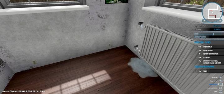Cieknący grzejnik w salonie - Zlecenie Andżelika Wywłoka (Amy Johnson), solucja, House Flipper - House Flipper - poradnik do gry