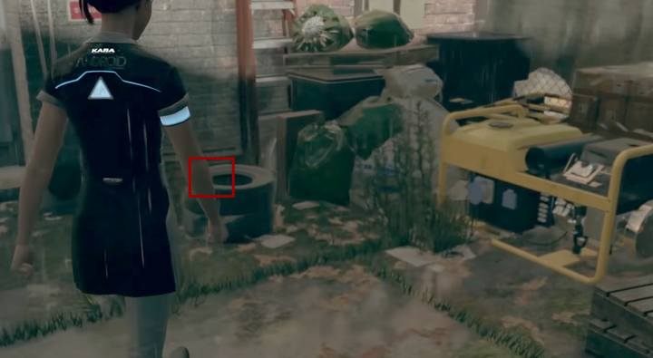 Nożyczki znajdziesz wbite w stos opon - Wielka ucieczka | Kara | Solucja Detroit Become Human - Detroit Become Human - poradnik do gry