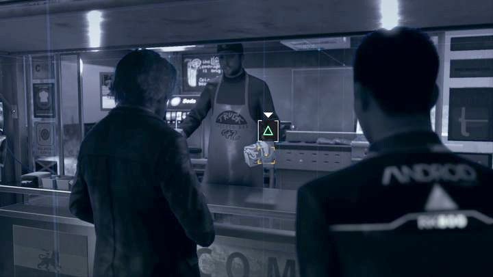Przeanalizuj posiłek Hanka i jego kolegów, by odblokować dodatkowe opcje dialogowe - Gniazdo | Connor | Solucja Detroit Become Human - Detroit Become Human - poradnik do gry