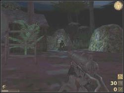 Wyjdź na górę i zabij pojedynczym strzałem w głowę stojącego tu strażnika - PO TLONG KARAI cz.5 | Vietcong - Vietcong - poradnik do gry