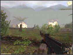 Po rozmowie z dowódcą każ Nhutowi dalej prowadzić drużynę (ewentualnie możesz jeszcze zabrać ulotkę propagandową, którą trzyma w dłoni jeden z trupów) - BAHNAR VILLAGE cz.2 | Vietcong - Vietcong - poradnik do gry