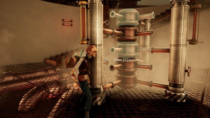 Kolejny zawór po lewej stronie obraca najwyższą i środkową rurę - Rozwiązanie zagadek z lokacji 1. | Opis przejścia | The Watchmaker - The Watchmaker - poradnik do gry