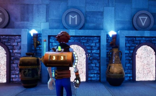 Pierw musisz wejść w niebieski portal - Rozwiązanie zagadek z lokacji 2. | Opis przejścia | The Watchmaker - The Watchmaker - poradnik do gry