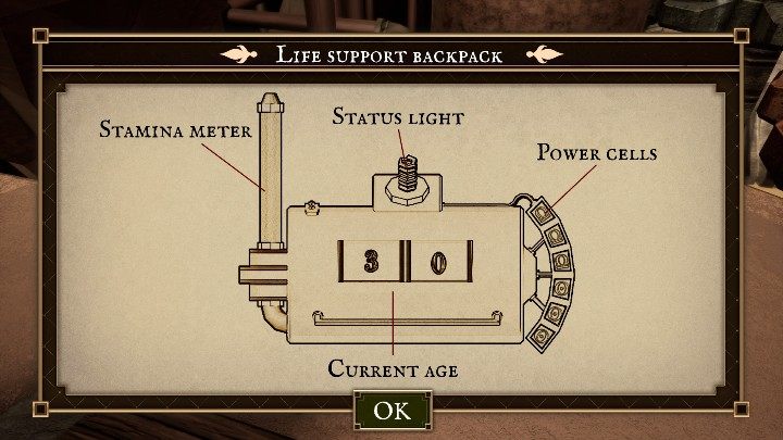 Statystyki widnieją cały czas na plecaku bohatera - Statystki bohatera | Porady na start | The Watchmaker - The Watchmaker - poradnik do gry