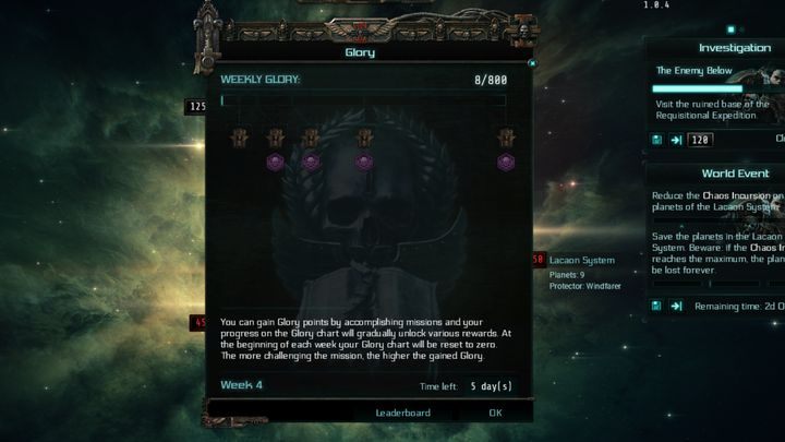 Panel Tygodniowej Chwały. - Chwała | Warhammer 40,000: Inquisitor - Martyr - Warhammer 40,000: Inquisitor - Martyr - poradnik do gry