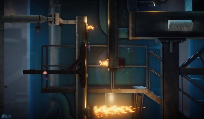 Chodząc po budynku musisz uważać na przemieszczający się ogień - Poziom 5 - Is That All There, solucja Unravel 2 - Unravel 2 - poradnik do gry