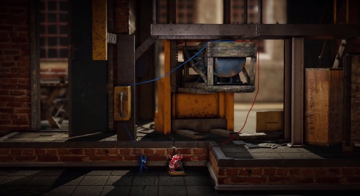 Kawałek dalej trafisz na kolejny przycisk - Poziom 5 - Is That All There, solucja Unravel 2 - Unravel 2 - poradnik do gry