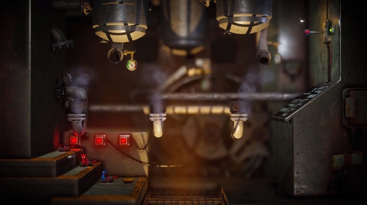 W budynku trafisz na pomieszczenie z dźwigniami - Poziom 5 - Is That All There, solucja Unravel 2 - Unravel 2 - poradnik do gry