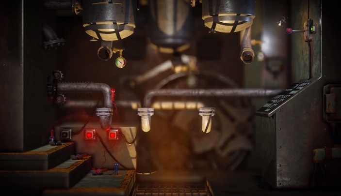 Powoli odwiązuj włóczkę tak, aby móc przeskakiwać na kolejne rury - Poziom 5 - Is That All There, solucja Unravel 2 - Unravel 2 - poradnik do gry