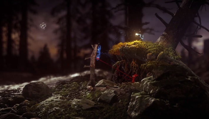 Na samym początku poziomy trafisz na kawałek gałęzi, który umożliwi ci drogę dalej - Poziom 6 - Ashes To Ashes, solucja Unravel 2 - Unravel 2 - poradnik do gry