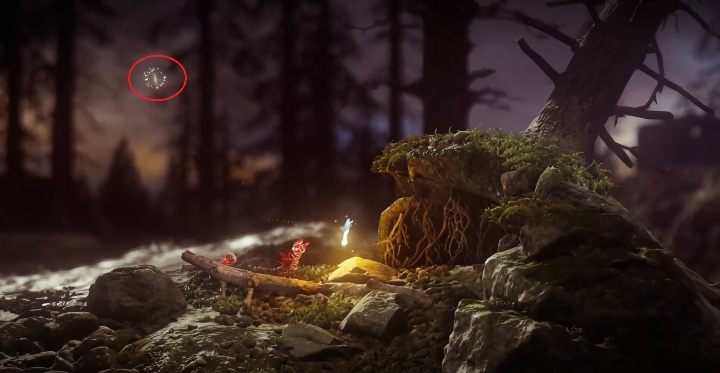 Za pomocą czerwonego bohatera musisz złapać i podnieść gałąz - Sekrety w Ashes to Ashes, poziom 6 Unravel 2 - Unravel 2 - poradnik do gry