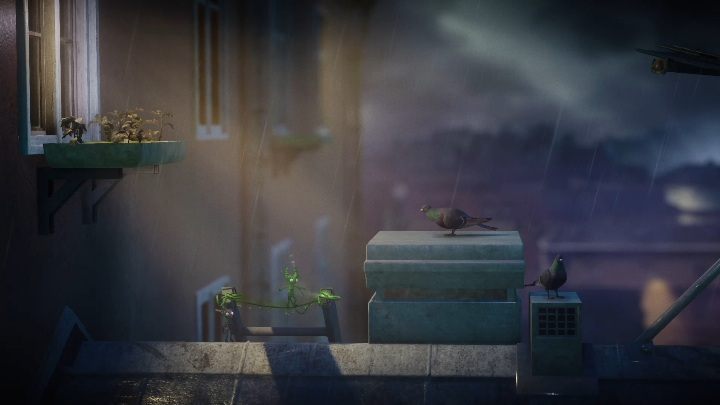 Po wyskoczeniu przez okno trafisz na dachy domów - Poziom 2 - Hideaway | Solucja - Unravel 2 - poradnik do gry