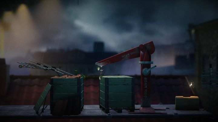 Przemieszczając się po dachu trafisz na ruchomy element - Poziom 2 - Hideaway | Solucja - Unravel 2 - poradnik do gry