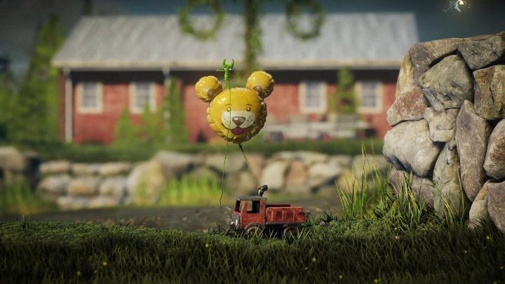 Zaraz za gałęziami trafisz na mały samochód z przywiązanym do niego balonikiem - Poziom 3 - Little Frogs | Solucja - Unravel 2 - poradnik do gry