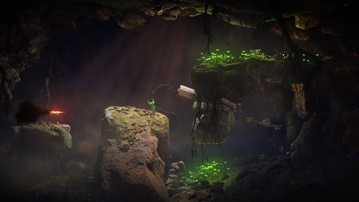 Biegnąc dalej do przodu trafisz do jaskini - Poziom 3 - Little Frogs | Solucja - Unravel 2 - poradnik do gry