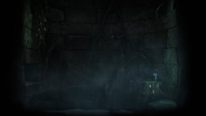 Na samym początku musisz przepłynąć na drugą stronę studni i wdrapać się po liściach - Jak wydostać się ze studni w Foreign Shore w Unravel 2? - Unravel 2 - poradnik do gry