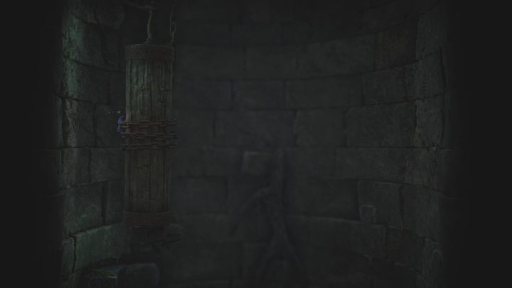 Twoim kolejnym zadaniem będzie wskoczenie na górę po ścianie, aby to zrobić musisz odbijać się od ściany i od belki wiszącej w studni - Jak wydostać się ze studni w Foreign Shore w Unravel 2? - Unravel 2 - poradnik do gry