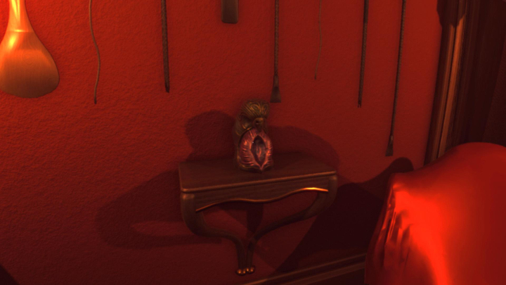 Możesz się rozejrzeć po pokoju i obejrzeć kilka interaktywnych przedmiotów, ale jeśli chcesz popchnąć fabułę do przodu, to weź do ręki figurkę przedstawioną na obrazku (jest ona na stoliku po lewej stronie łóżka) - Prolog, więzienie - solucja Lust for Darkness - Lust for Darkness - poradnik do gry