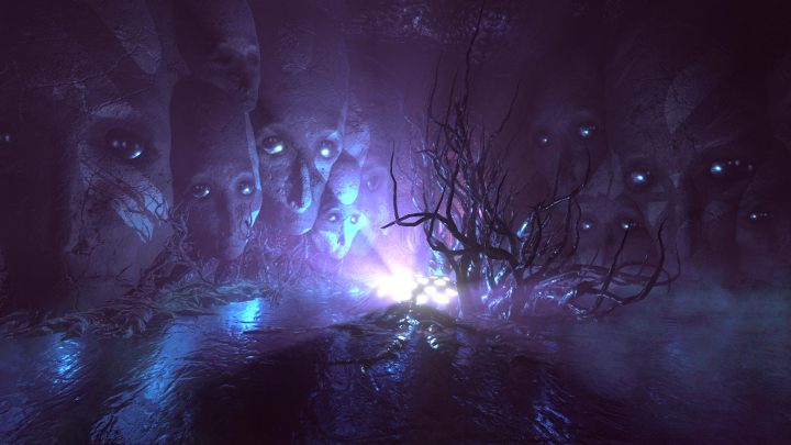 Uciekaj, aż dobiegniesz do pomieszczenia widocznego na powyższym obrazku (z posągami głów) - Wymiar Lusstghaa, solucja Lust for Darkness - Lust for Darkness - poradnik do gry